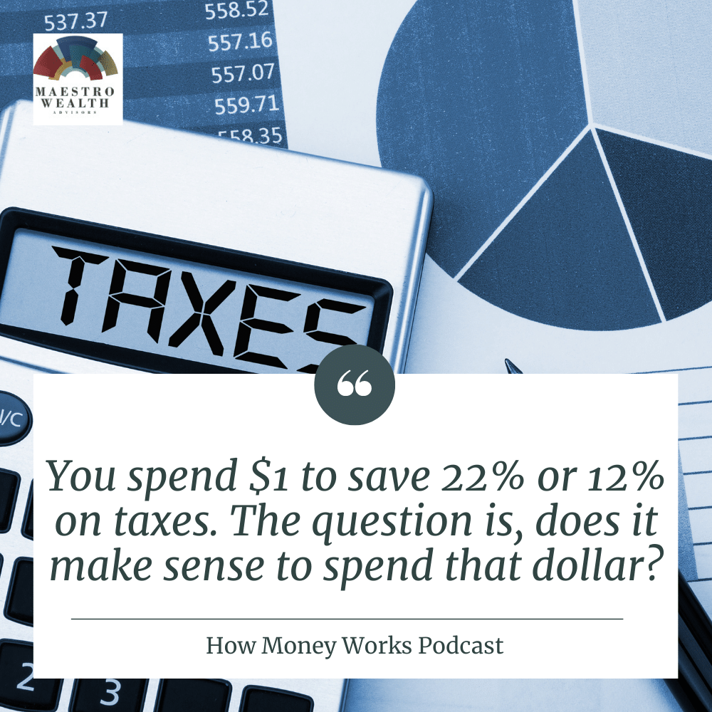 "You spend $1 to save 22% or 12% on taxes. The question is, does it make sense to spend that dollar?" How Money Works Podcast